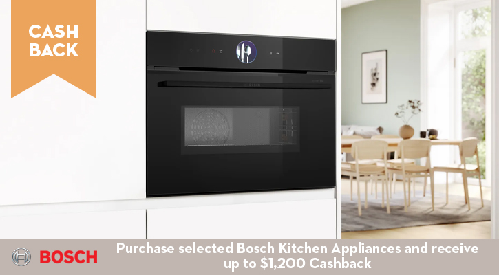 Purchase selected Bosch Kitchen Appliances to recieve up to 1 200