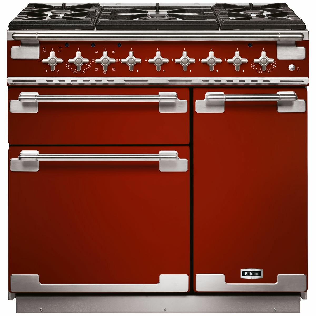 red freestanding oven